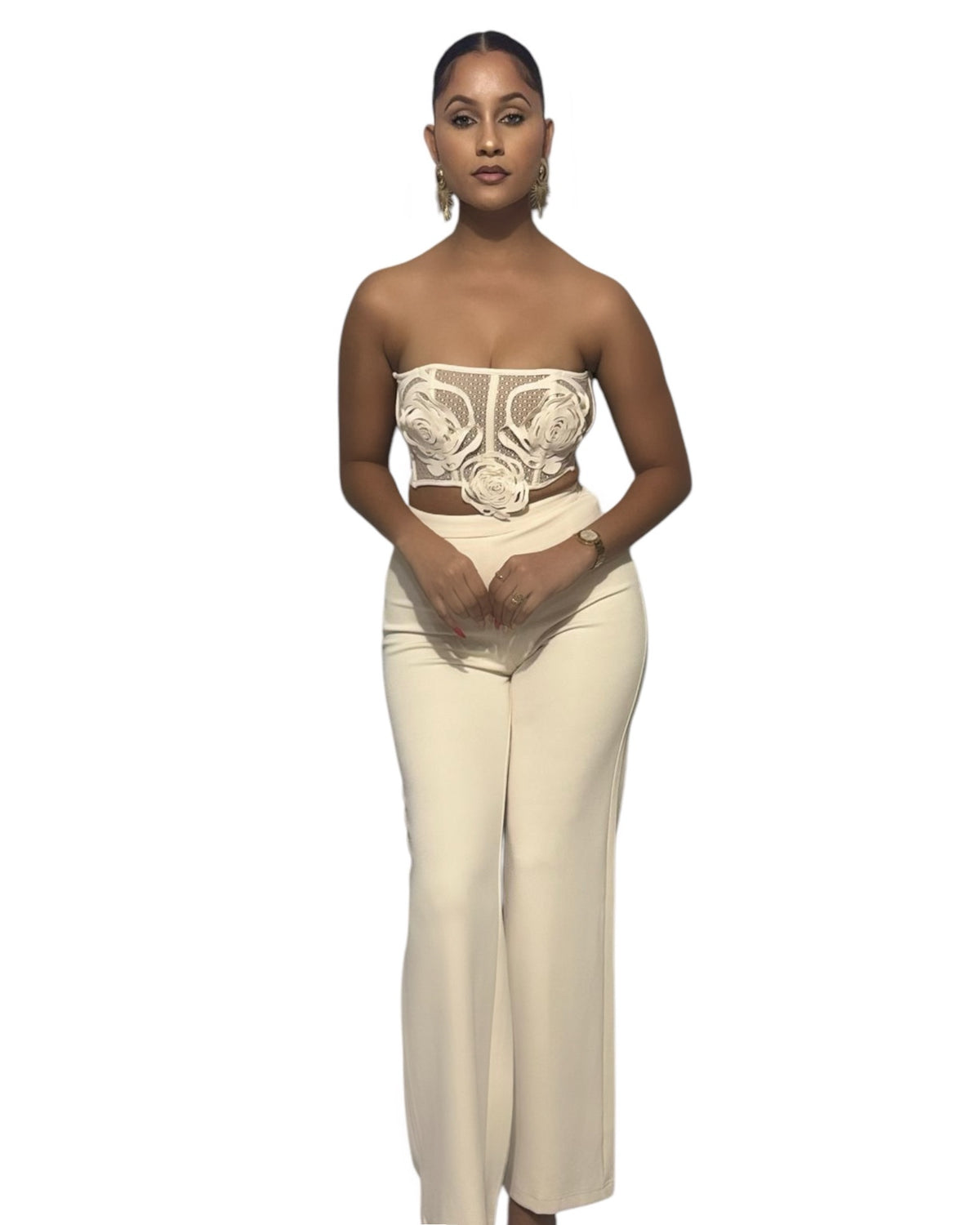 Eden Bloom Cream 2 Piece Pants Set